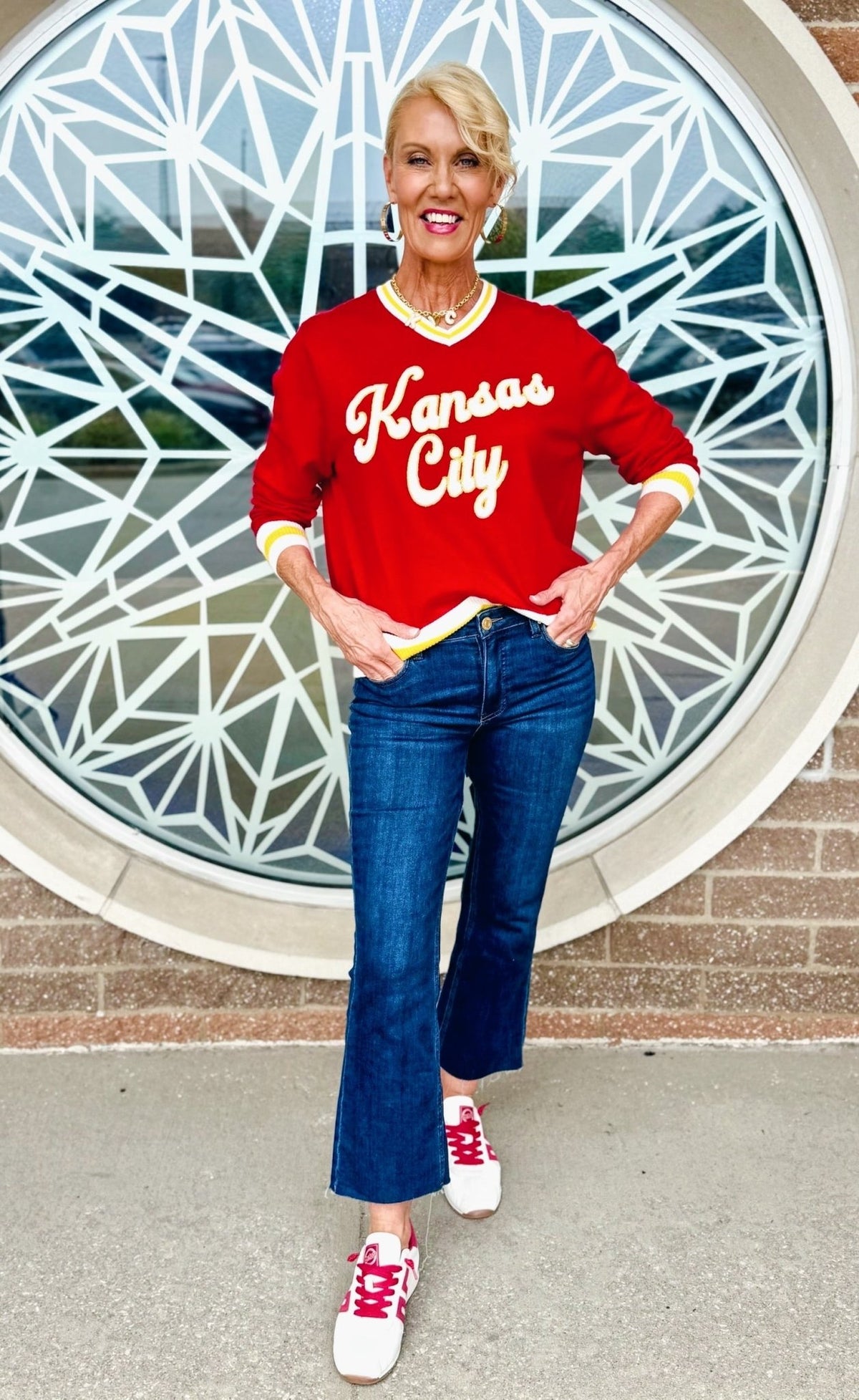 Queen of Sparkles x Amelia's Custom Kansas City V Neck Sweater - Amelia's Boutique
