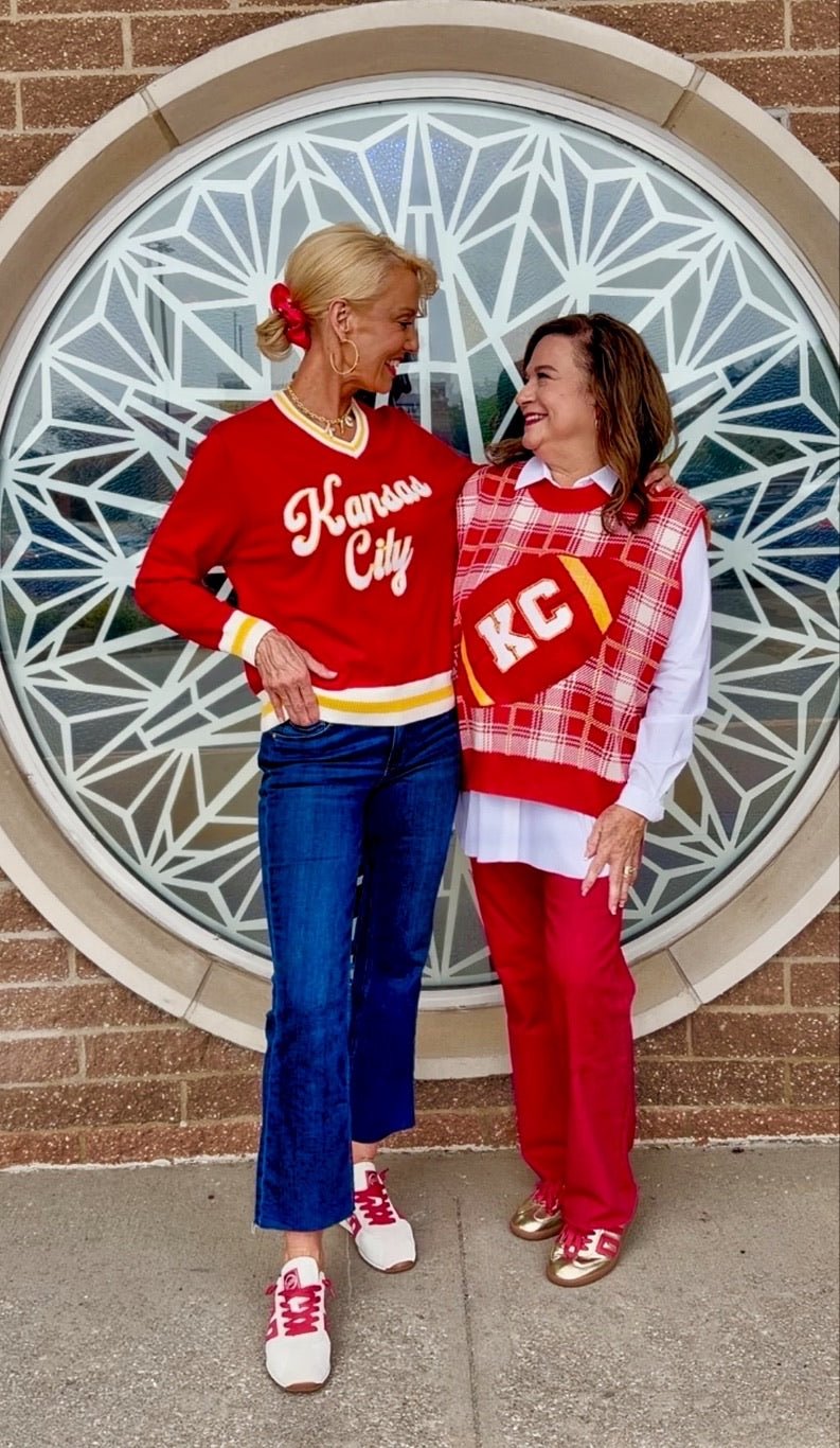 Queen of Sparkles x Amelia's Custom Kansas City V Neck Sweater - Amelia's Boutique