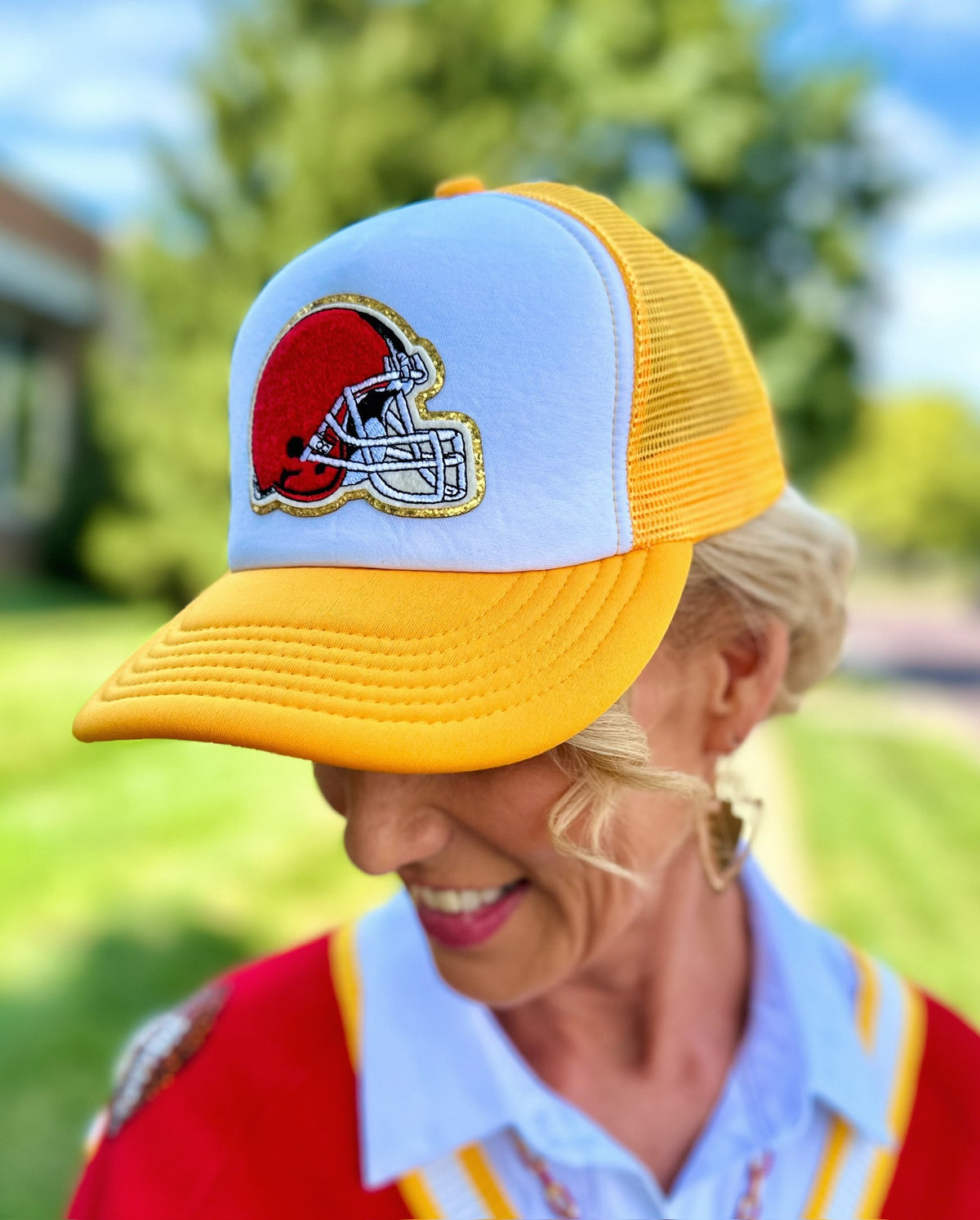 Helmet Patch Trucker Hat - Amelia's Boutique
