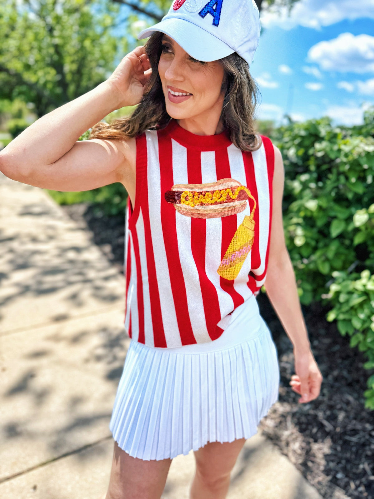 Women’s Hot Dog Sequins Knit Tank Queen of Sparkles - Amelia's Boutique