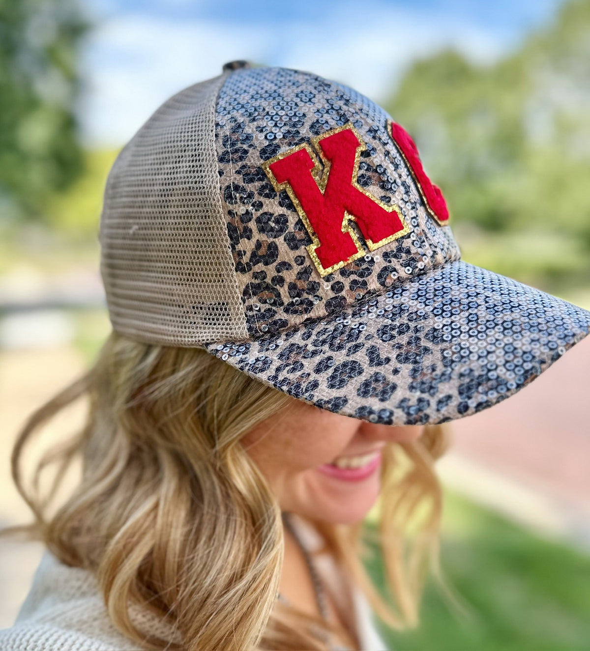 Cheetah Sequin KC Hat - Amelia's Boutique