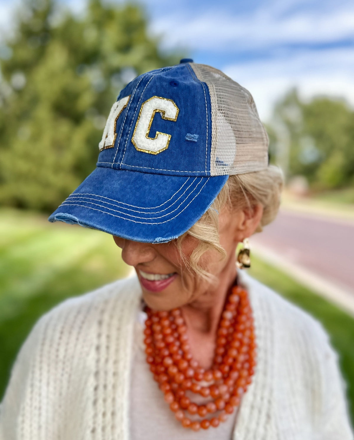 KC Patch Hat in Denim Blue - Amelia's Boutique