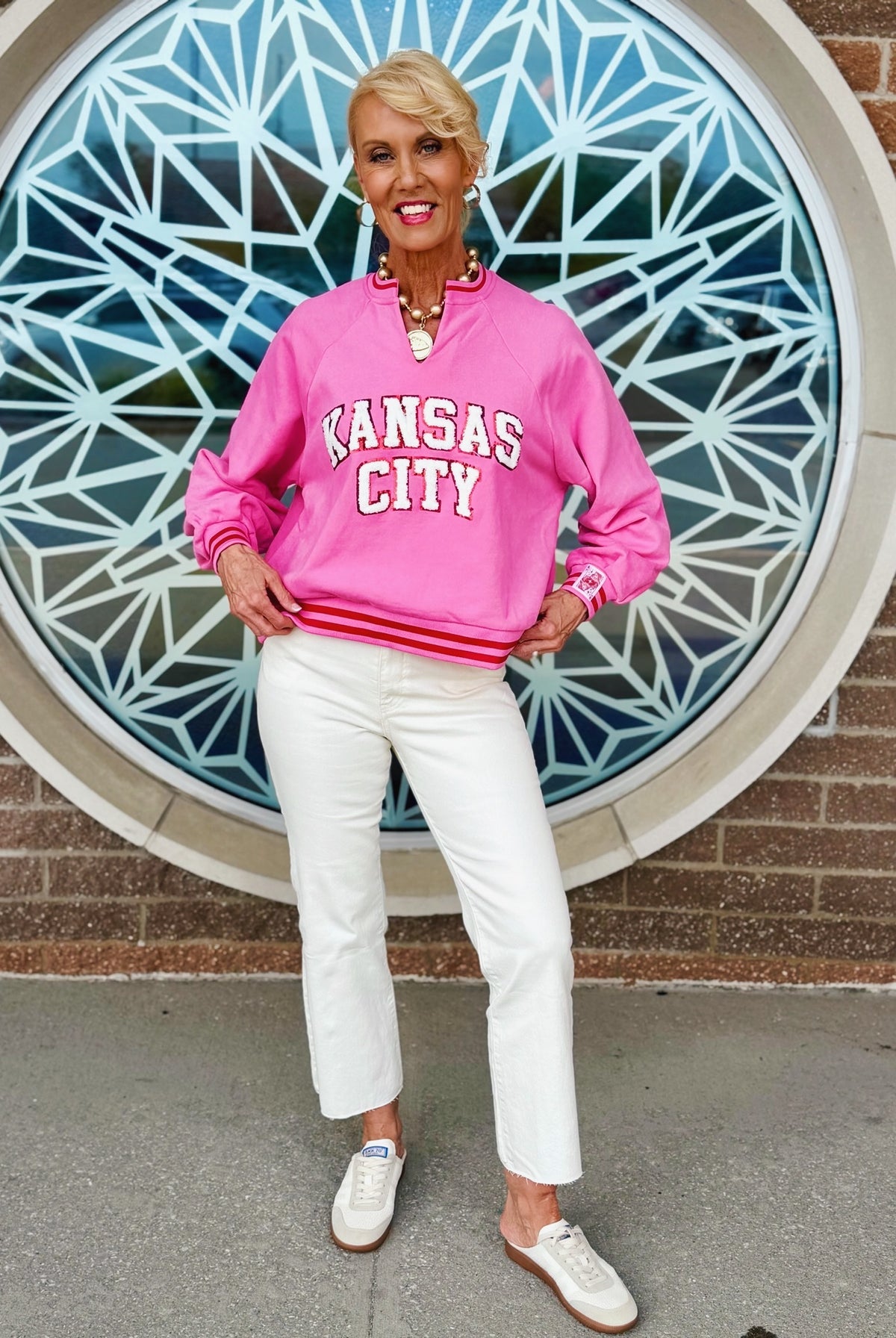 Queen of Sparkles x Amelia's Custom Pink Kansas City Sweatshirt