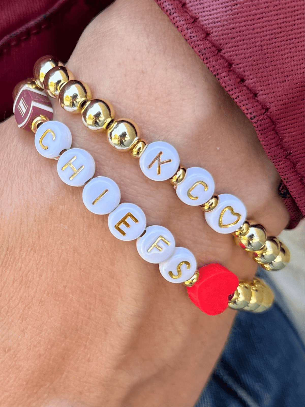KC Heart Friendship Bracelet Gold Bead With Heart - Amelia's Boutique