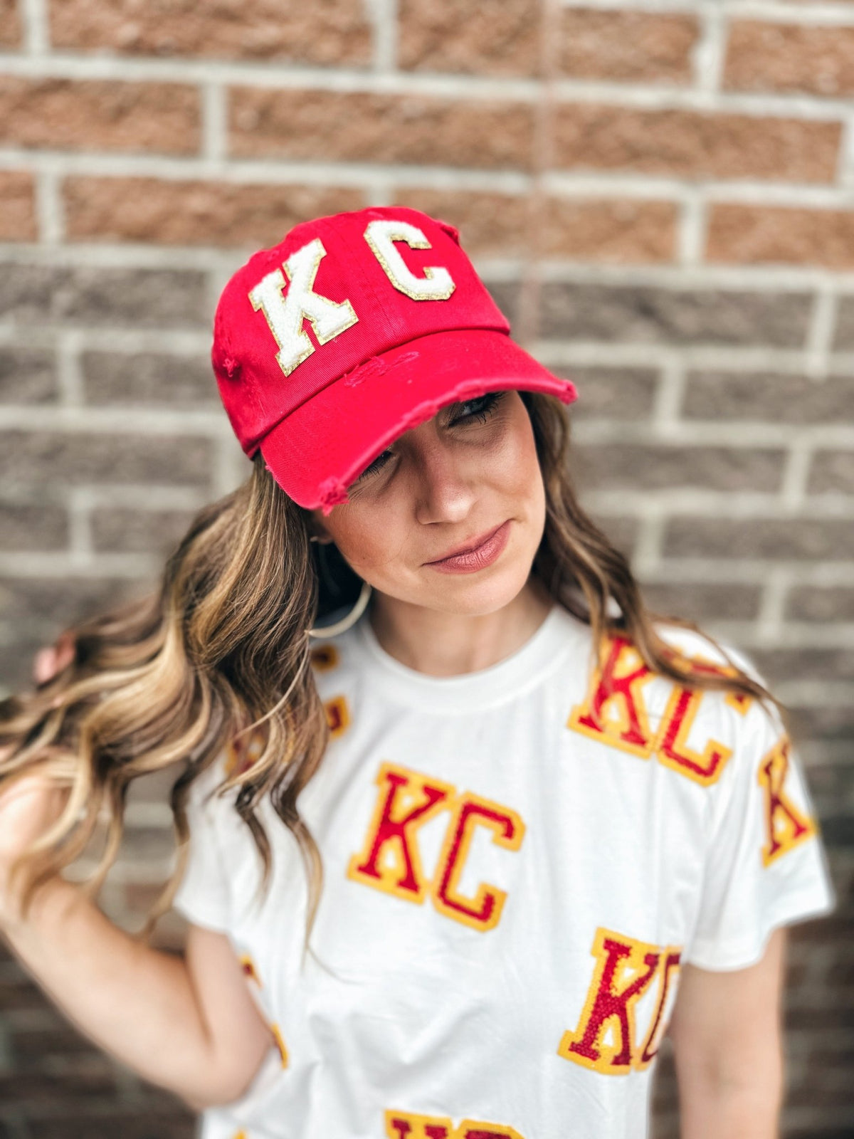 KC Varsity Patch Red Baseball Cap - Amelia's Boutique