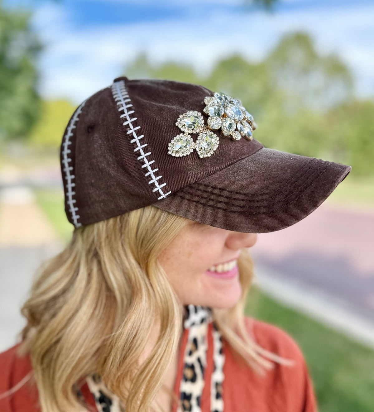 Jeweled Football Hat - Amelia's Boutique