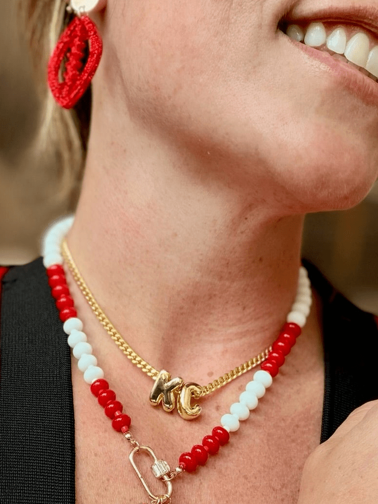 KC Bubble Letter Drop Necklace - Amelia's Boutique