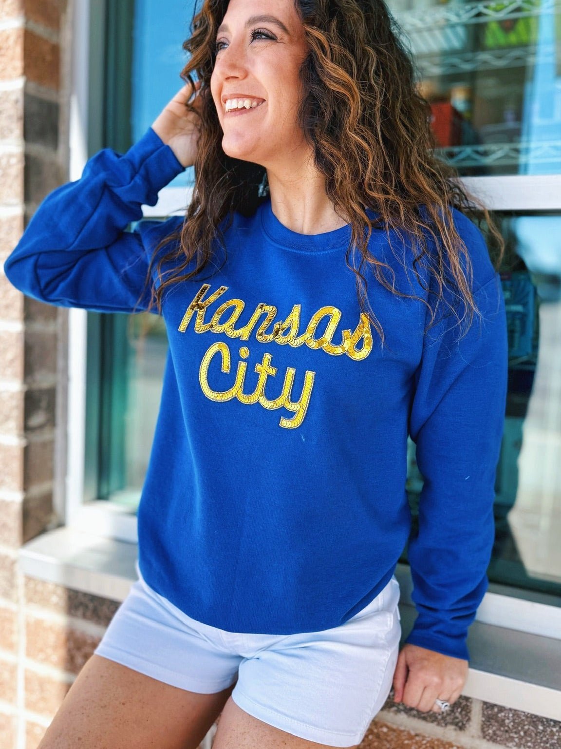 Women's Kansas City Sweatshirt in Blue - Amelia's Boutique