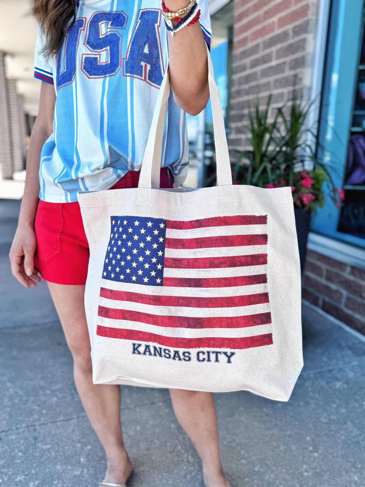 Kansas City USA Flag Market Tote - Amelia's Boutique
