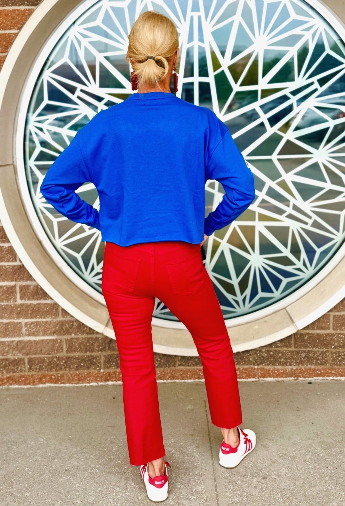 Licensed Kansas (KU) Metallic Foil & Sequin Sweatshirt - Amelia's Boutique