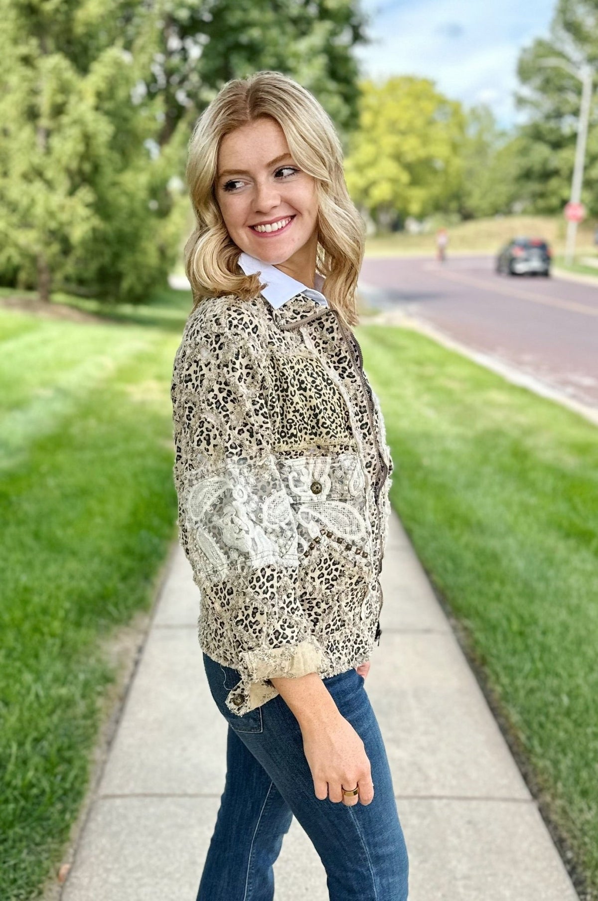 Mixed Media Cheetah Zip Jacket - Amelia's Boutique