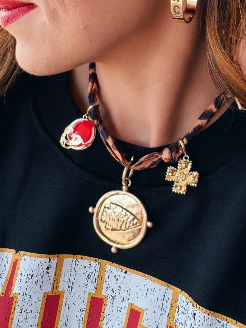 Custom KC Charm Scarf Necklace with Arrowhead Medallion - Amelia's Boutique