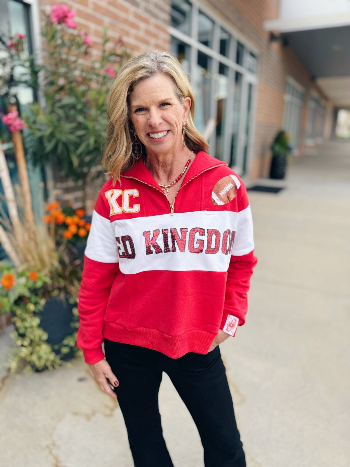 Red KC 1/4 Zip Queen of Sparkles x Amelia's Boutique - Amelia's Boutique