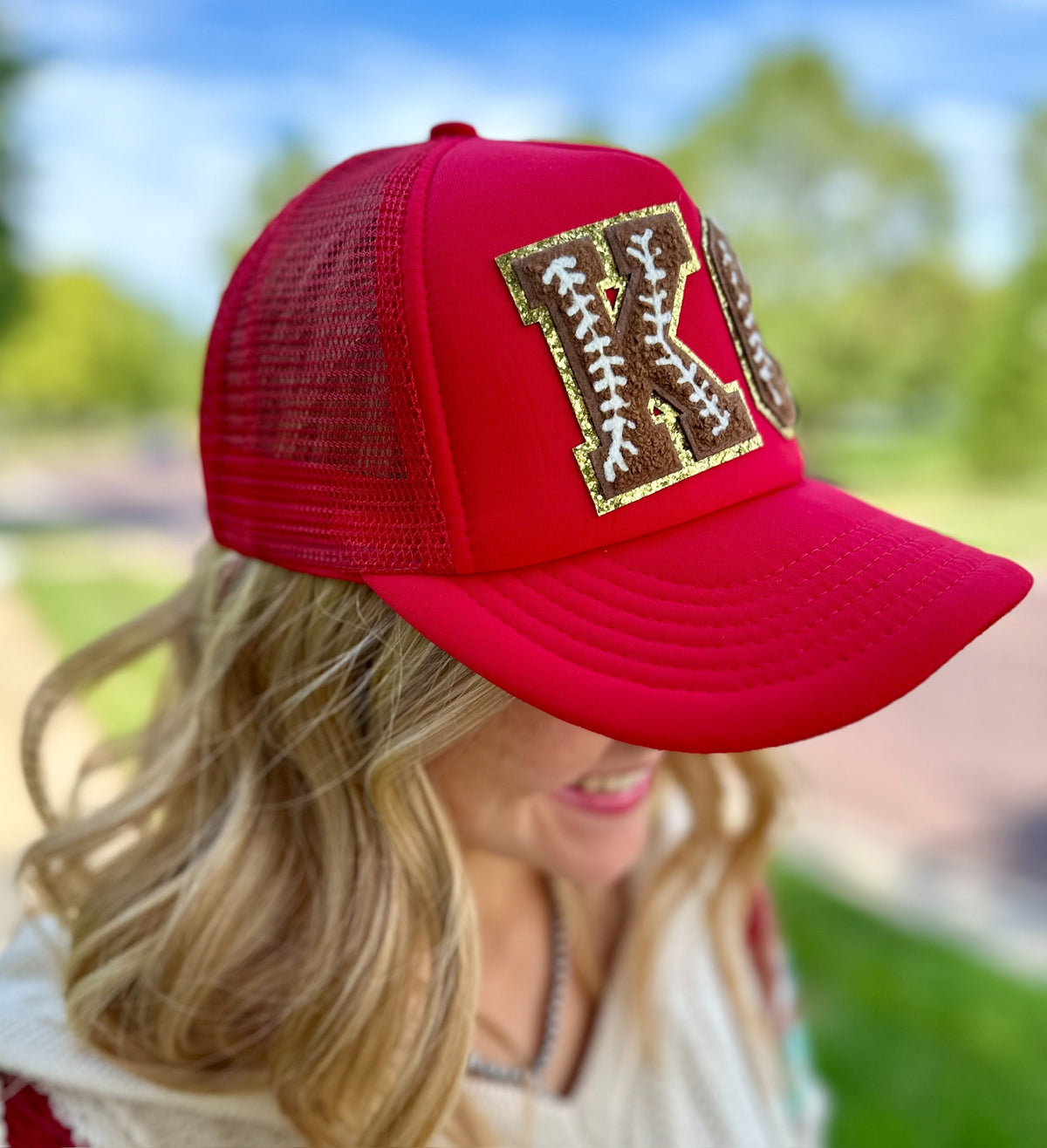 KC Football Patch Trucker Hat - Amelia's Boutique