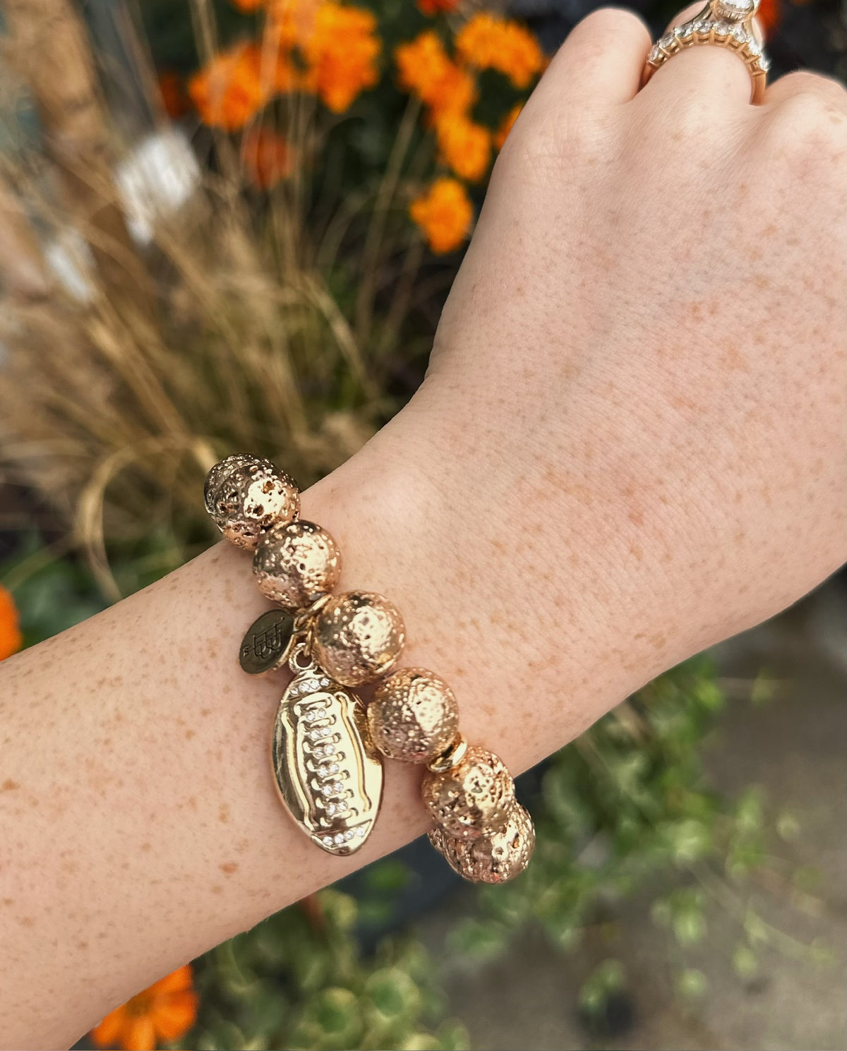 Textured Football Beaded Bracelet - Amelia's Boutique
