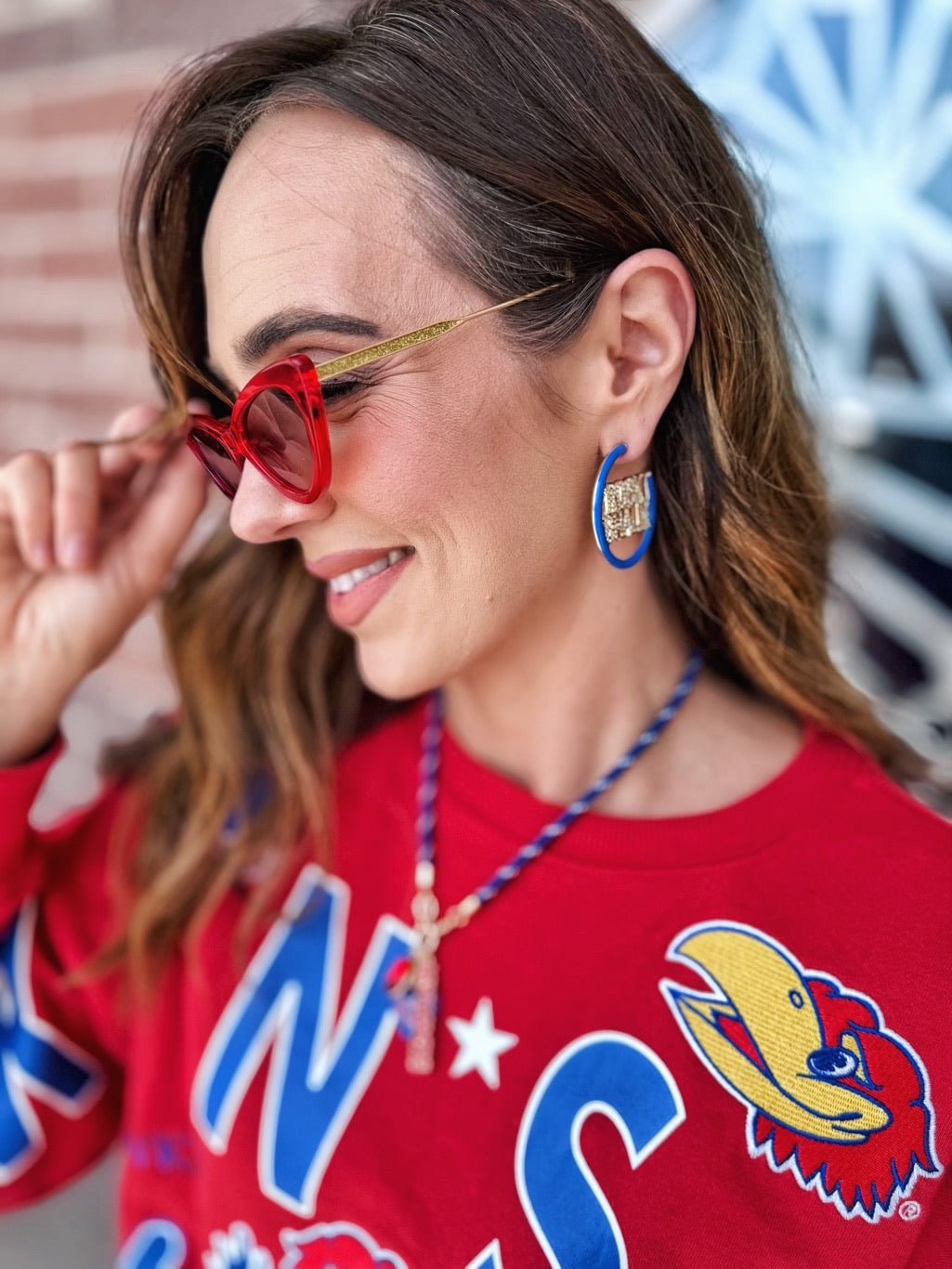 Licensed Kansas (KU) Crop Sweatshirt - Amelia's Boutique