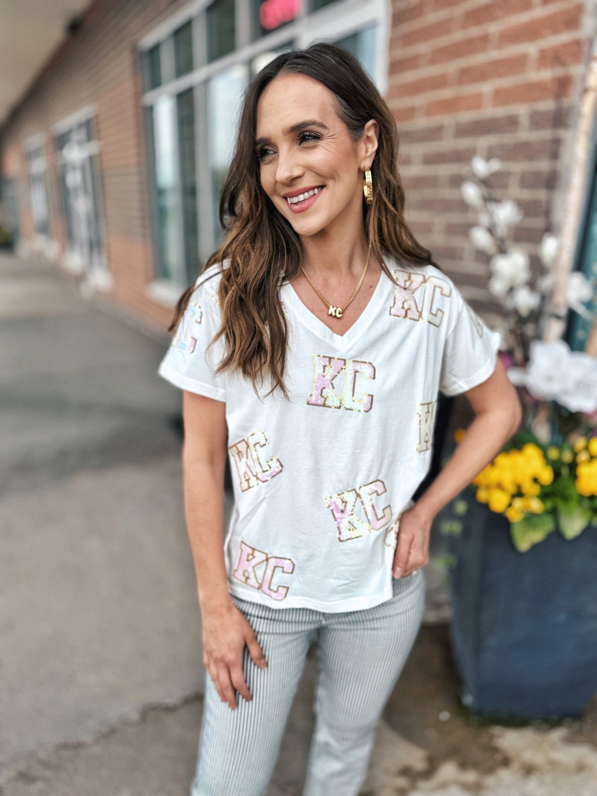 Queen of Sparkles x Amelia’s Boutique Iridescent KC All Over Women’s Tee - Amelia's Boutique