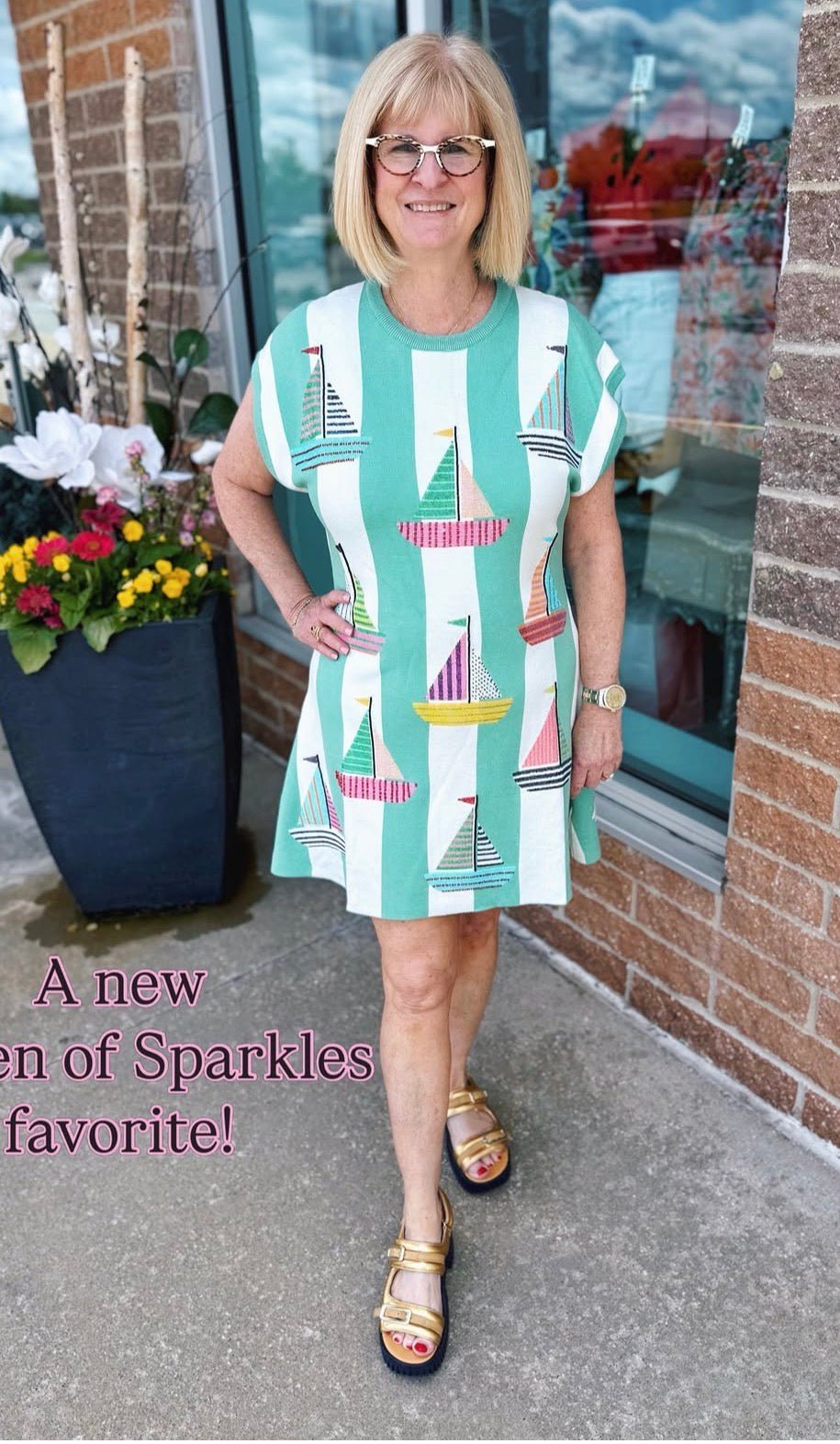 Queen of Sparkles Sailboat Sweater Dress - Amelia's Boutique