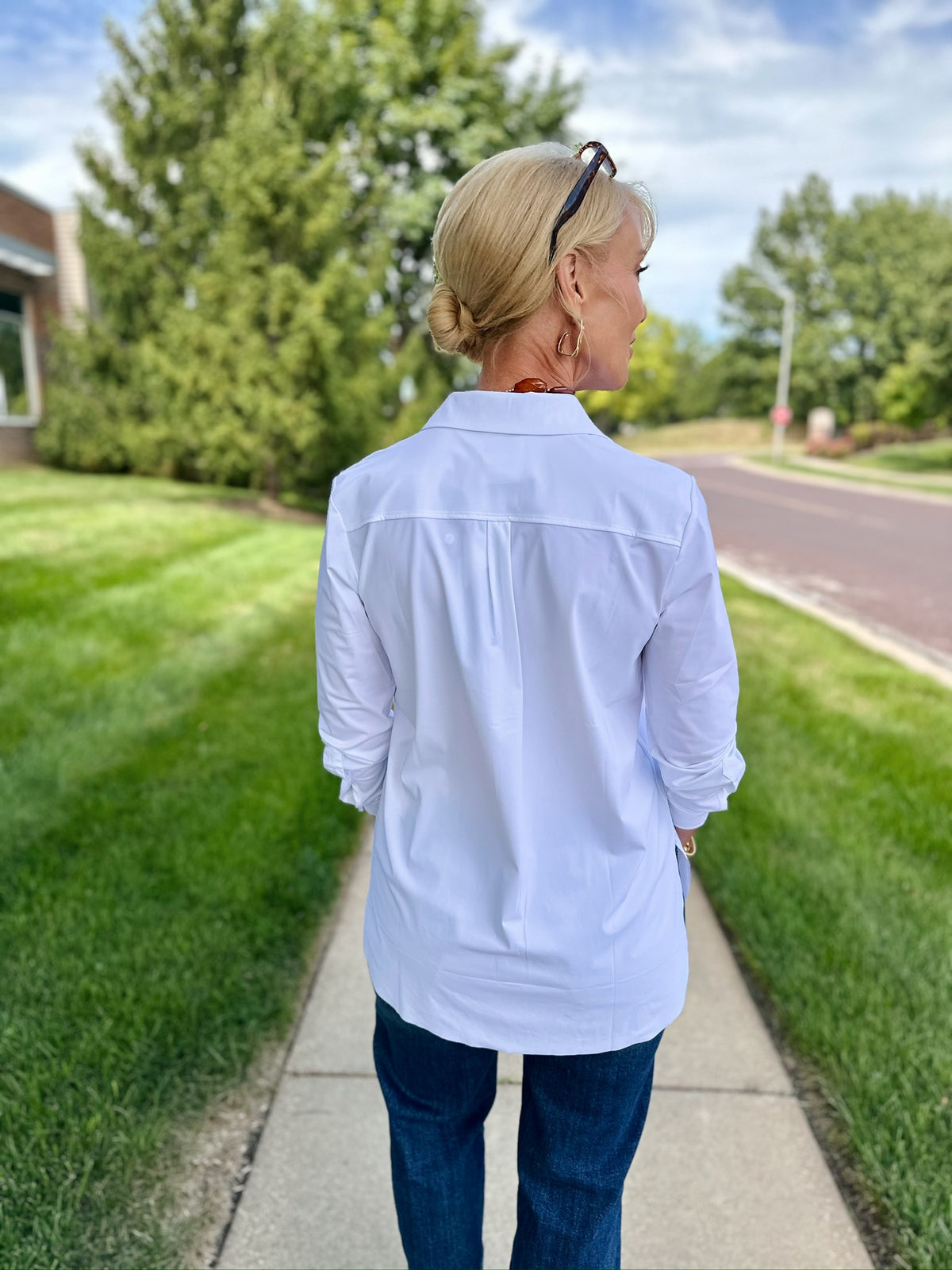 Schiffer Button Down in White - Amelia's Boutique