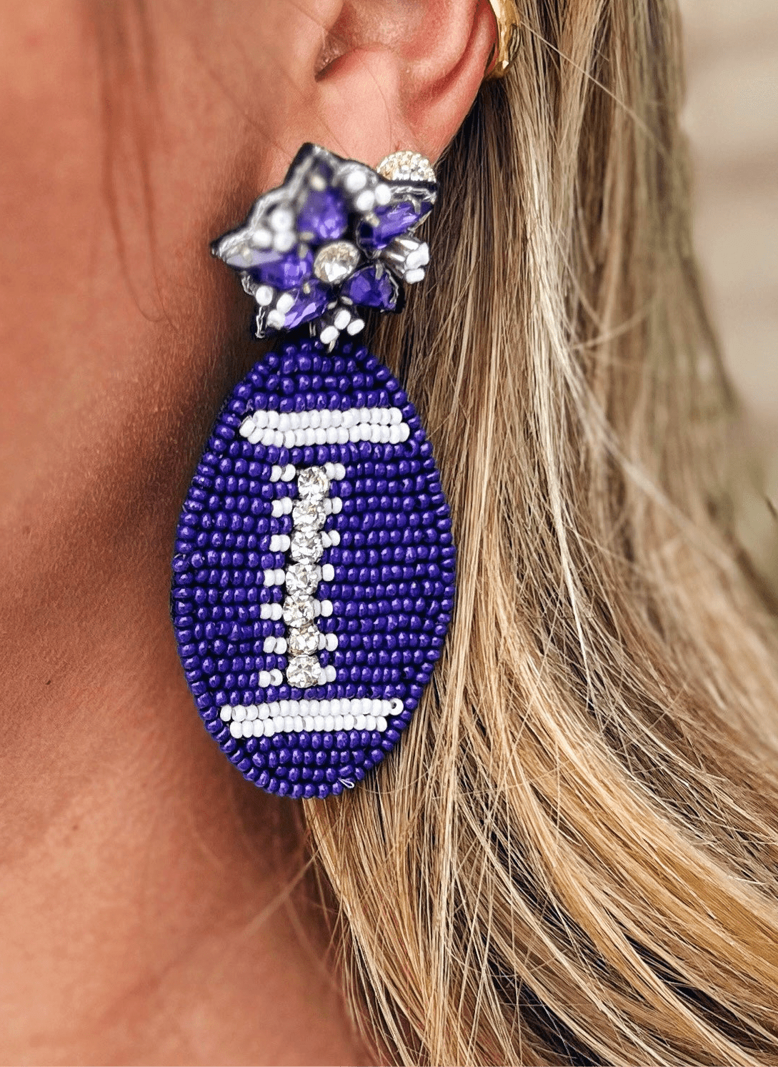 Purple Football Earrings - Amelia's Boutique