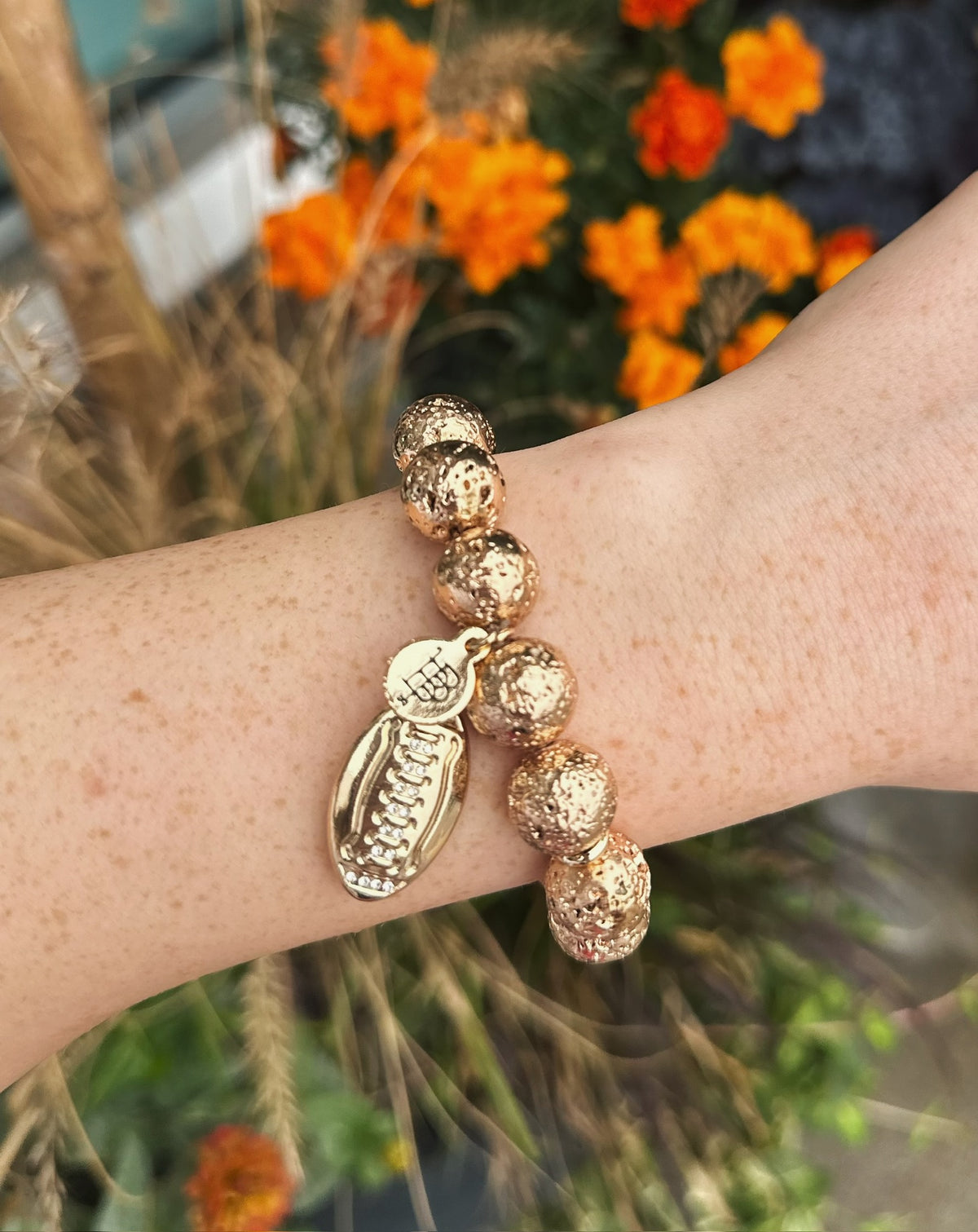 Textured Football Beaded Bracelet - Amelia's Boutique