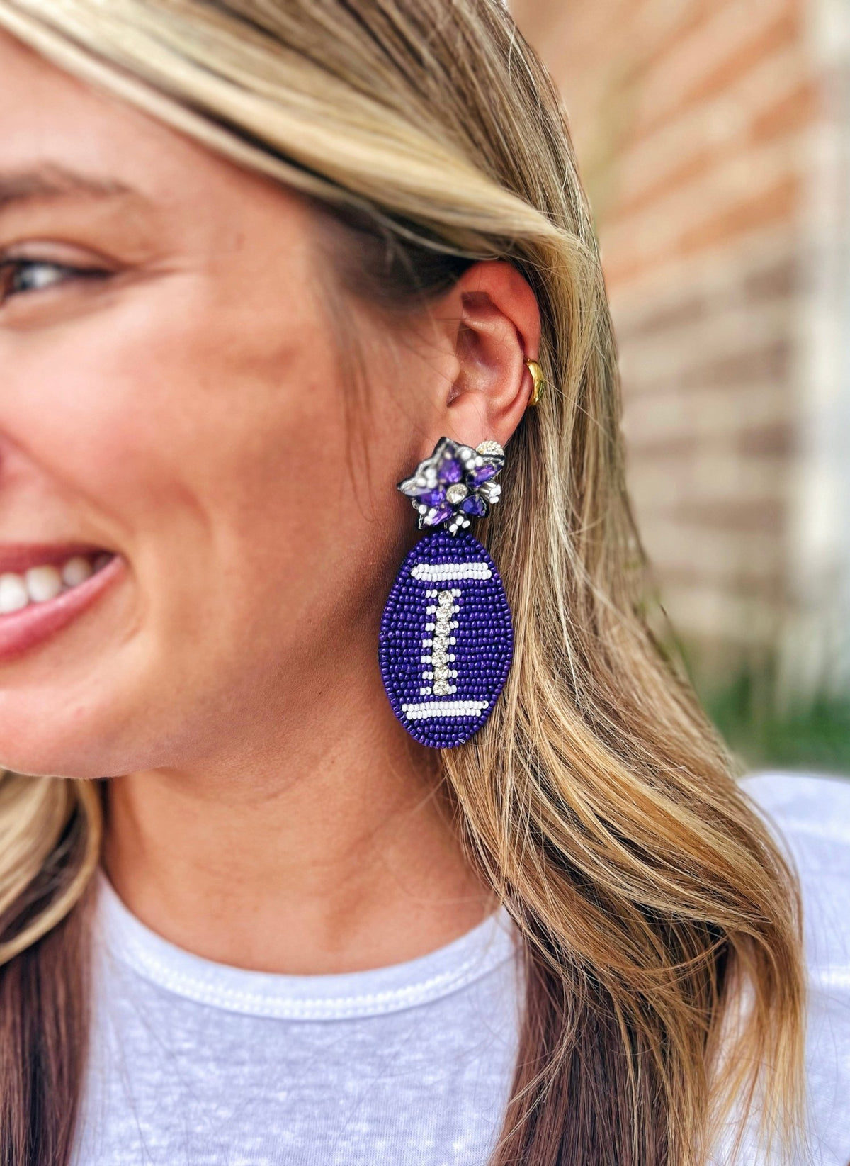 Purple Football Earrings - Amelia's Boutique
