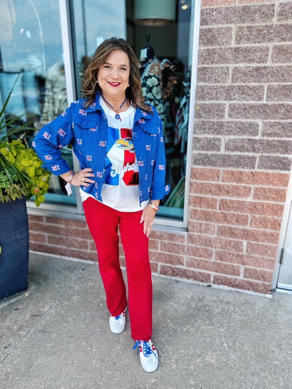 Licensed KU Metallic Tee by Queen of Sparkles - Amelia's Boutique