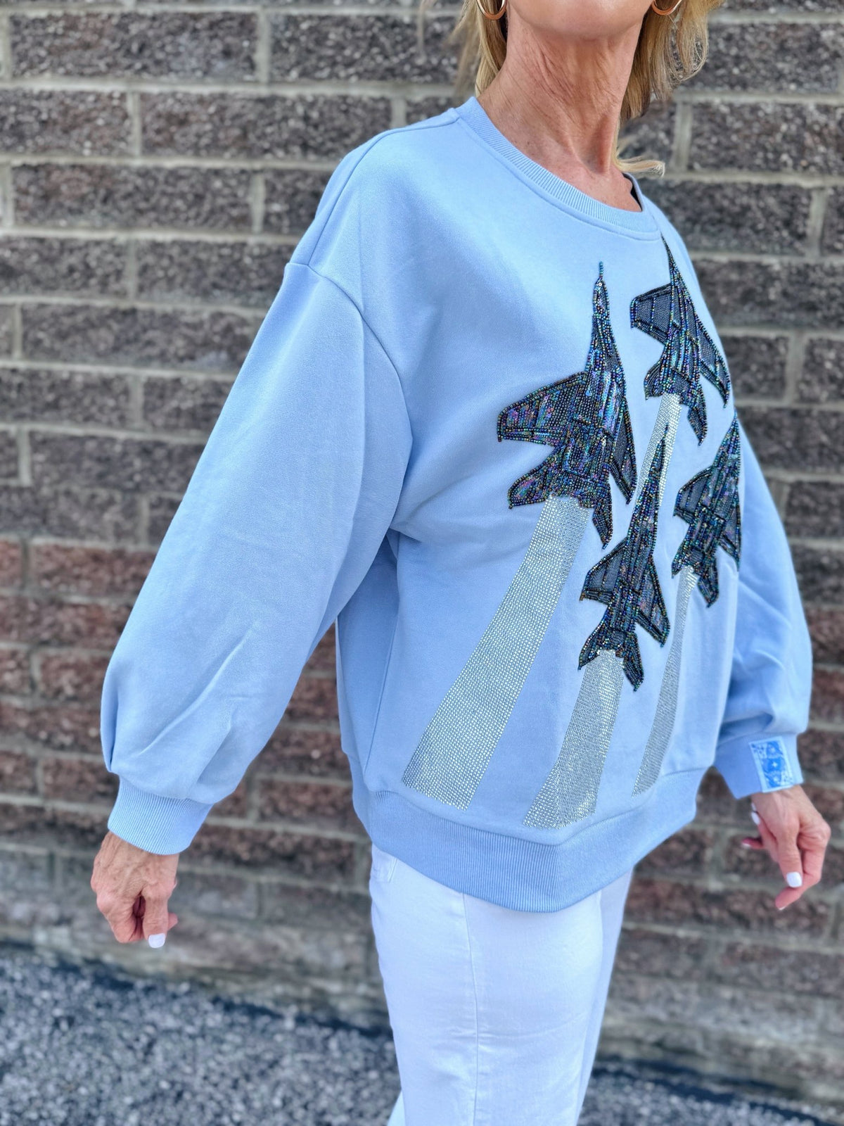 Queen of Sparkles Blue Angels Sweatshirt - Amelia's Boutique