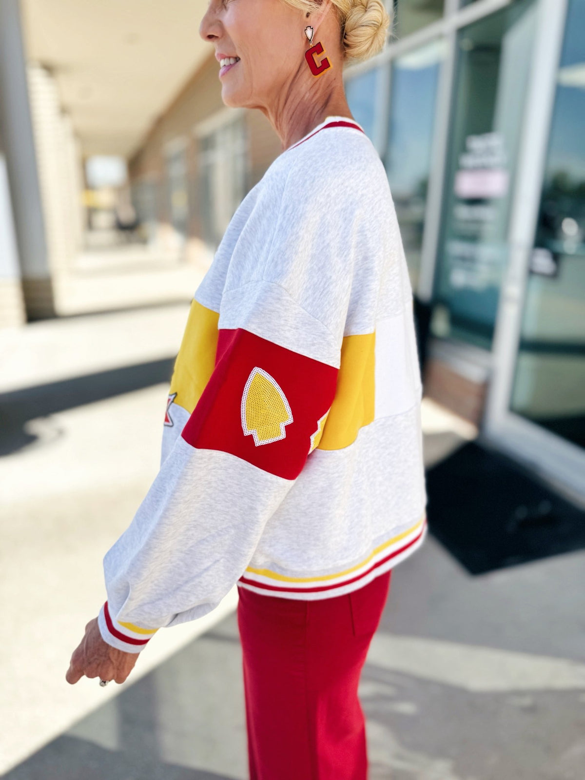 KC Stadium Football Sweatshirt - Queen of Sparkles x Amelia's Boutique - Amelia's Boutique