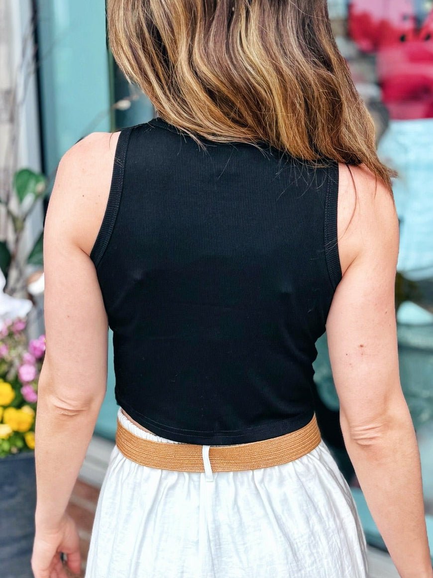 Chiefs Ribbed Crop Tank in Black - NFL Licensed - Amelia's Boutique
