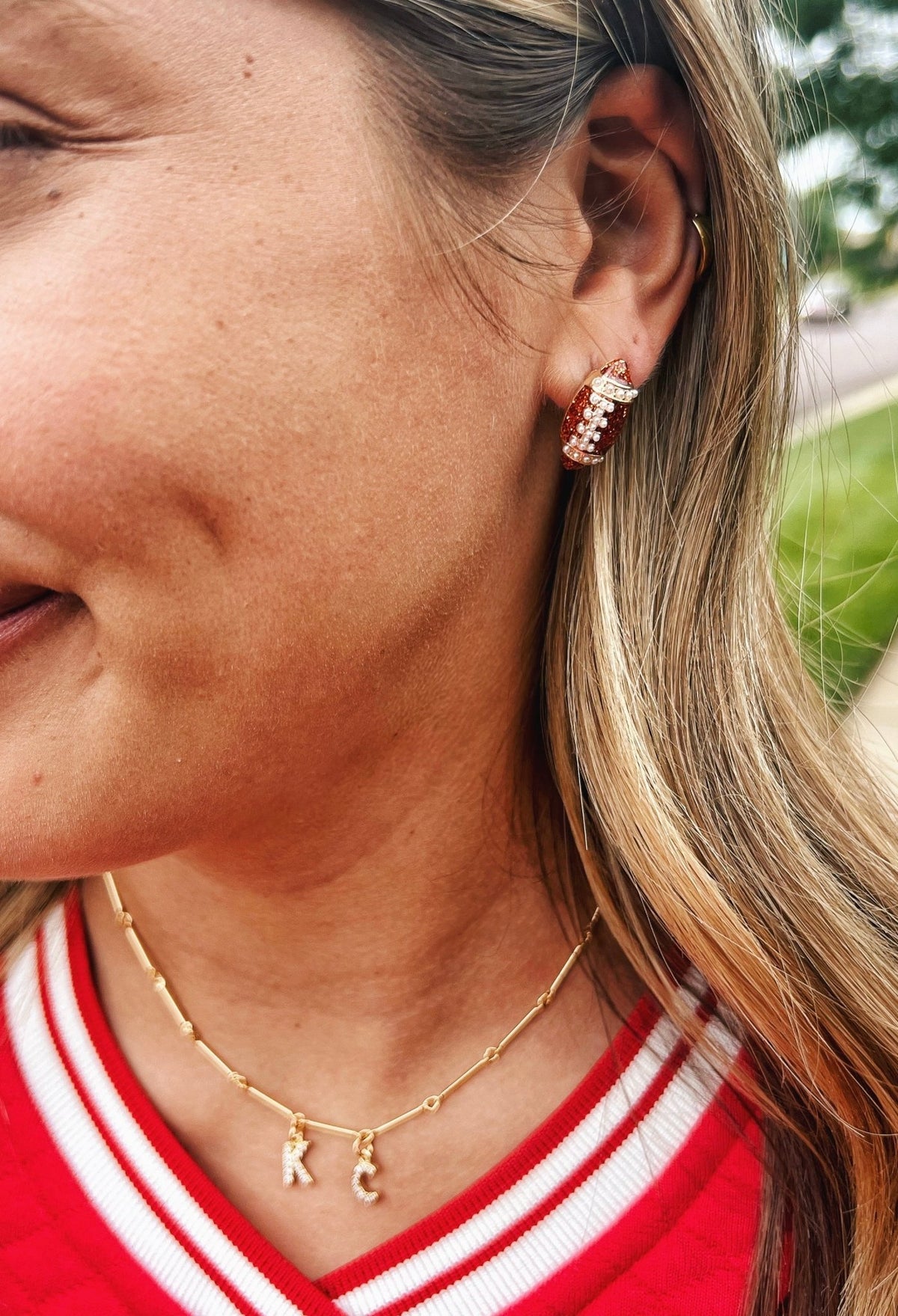 Sparkle Brown Football Post Earrings - Amelia's Boutique