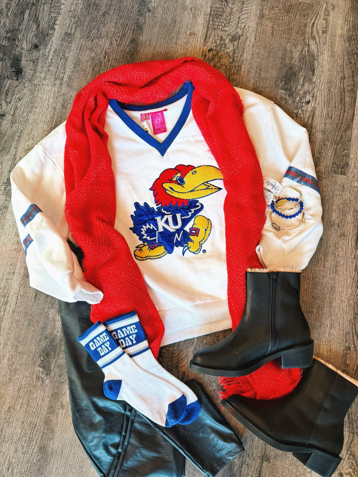 Licensed QOS KU Jayhawk Sweatshirt - Amelia's Boutique
