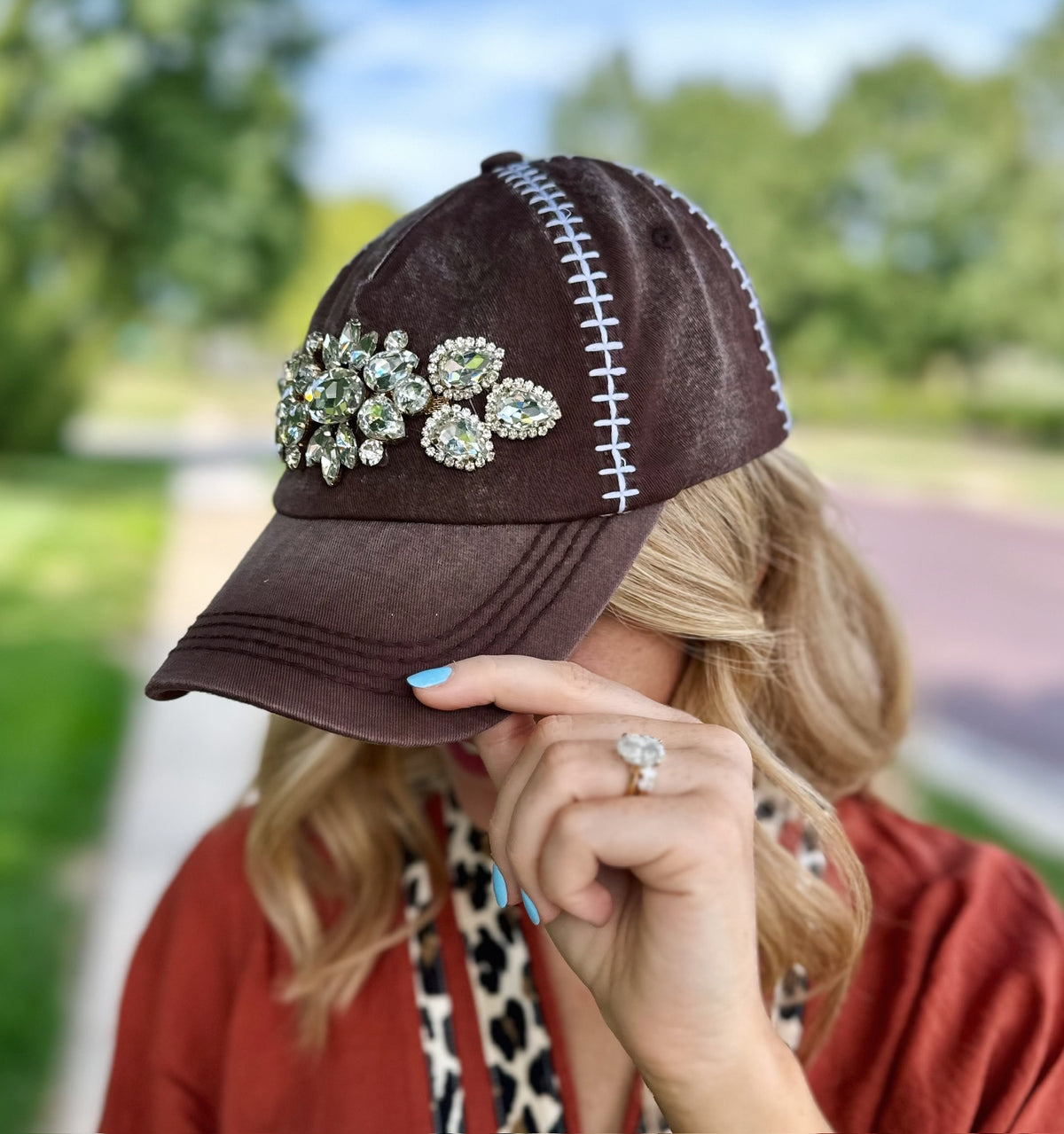 Jeweled Football Hat - Amelia's Boutique