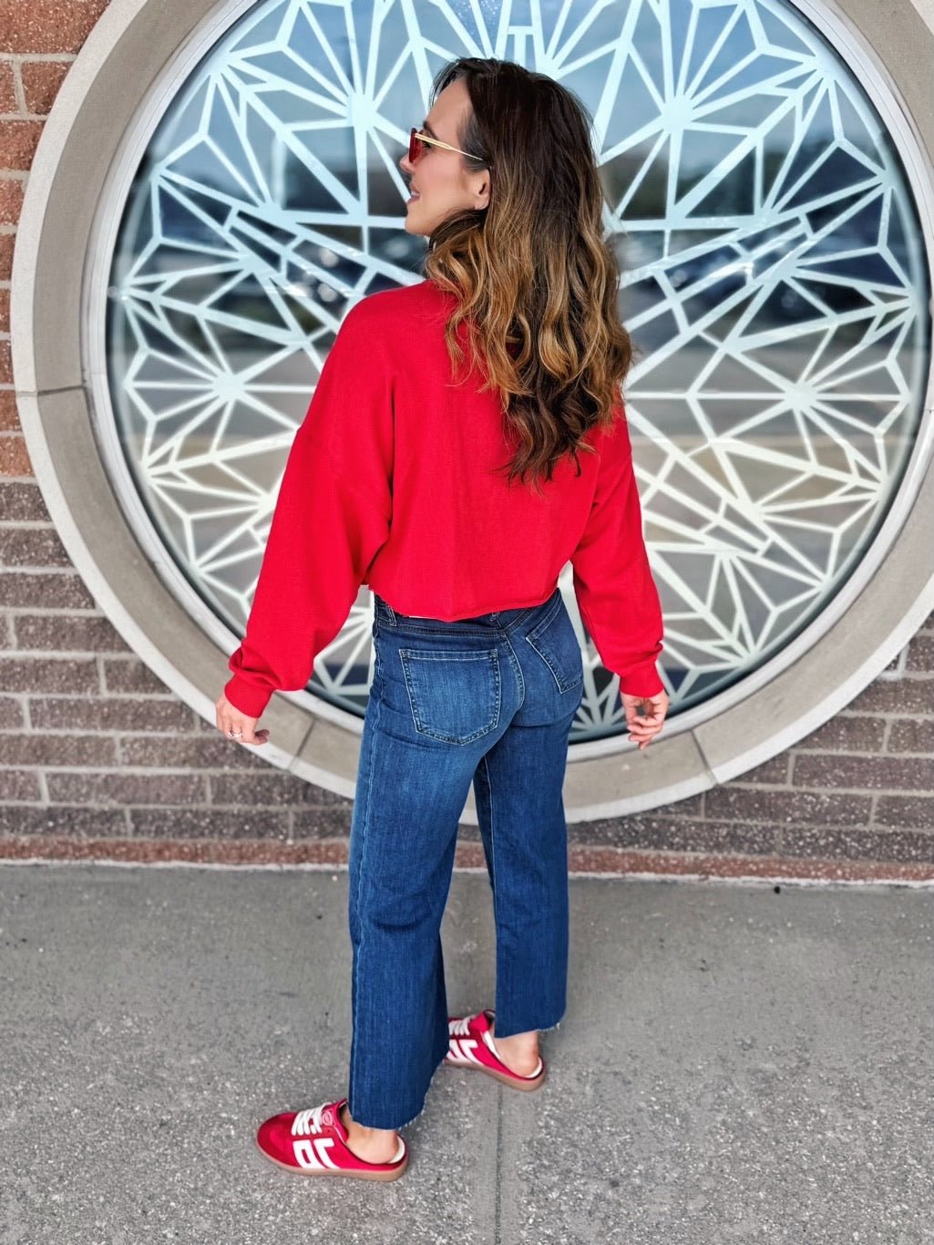 Licensed Kansas (KU) Crop Sweatshirt - Amelia's Boutique