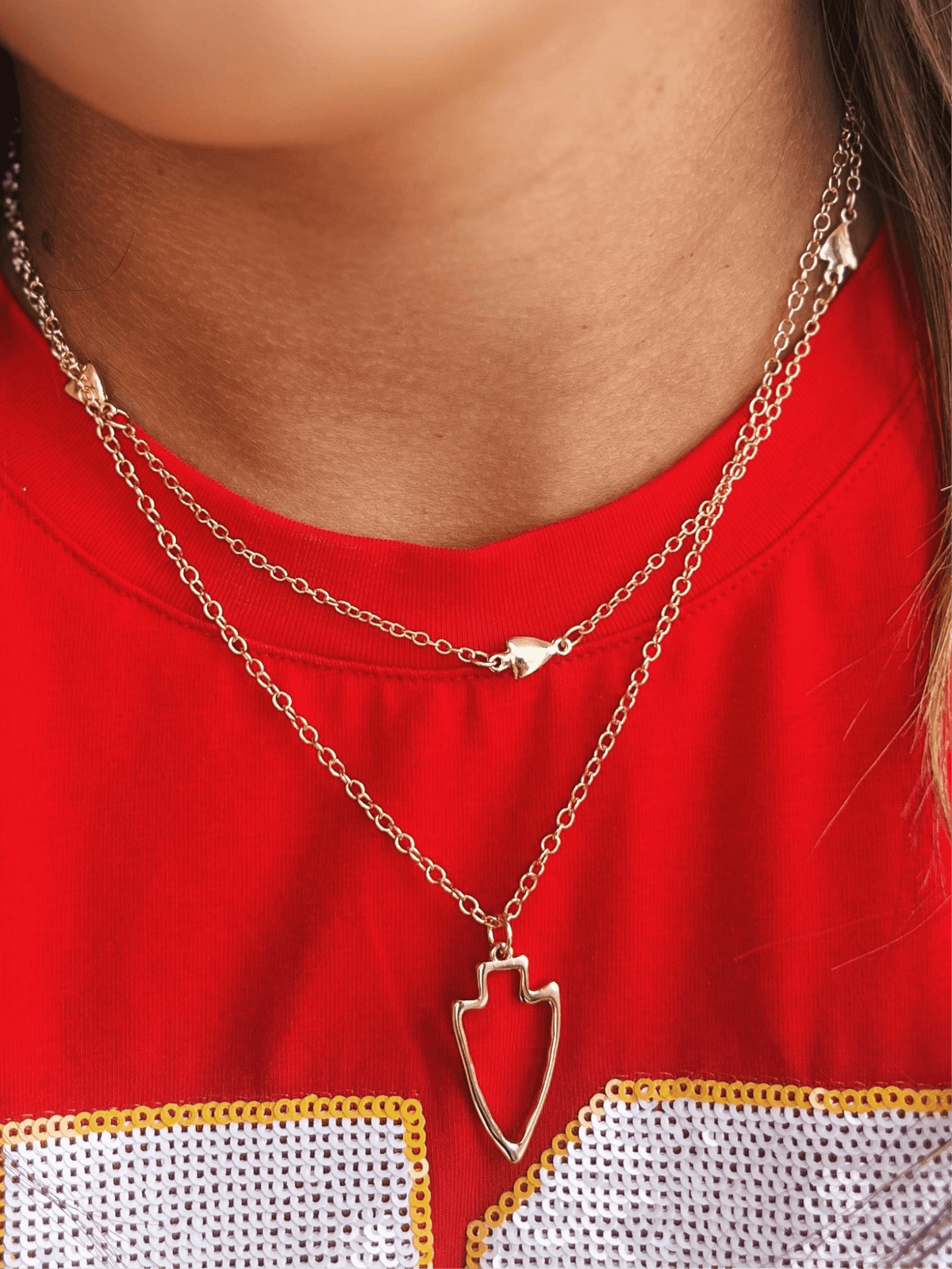 Gold Double Layer Arrowhead Necklace - Amelia's Boutique