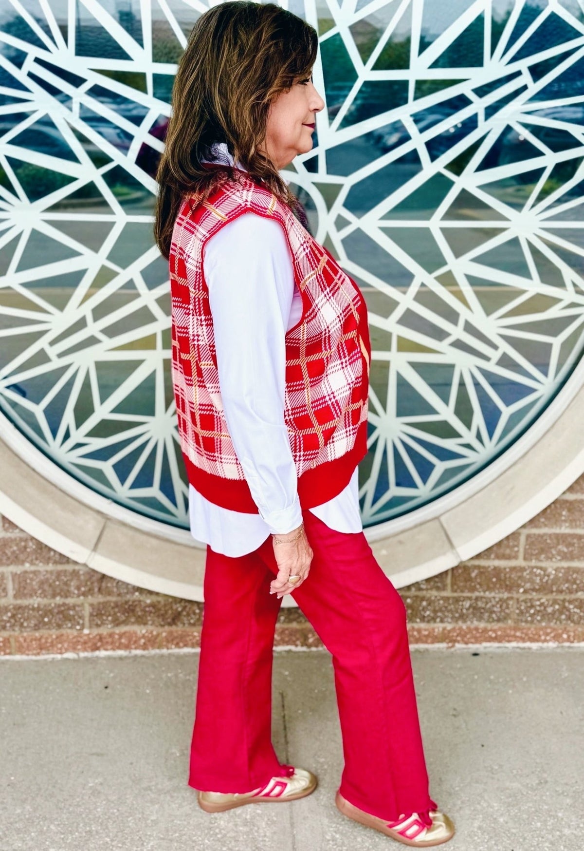Queen of Sparkles x Amelia's Custom Plaid KC Sweater Vest - Amelia's Boutique