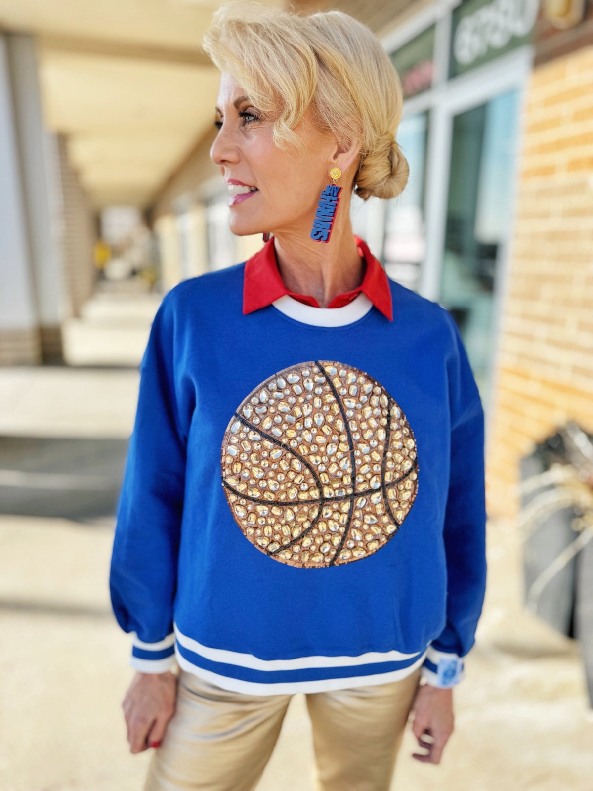 Queen of Sparkles KU Jayhawks Basketball Sweatshirt - Amelia's Boutique