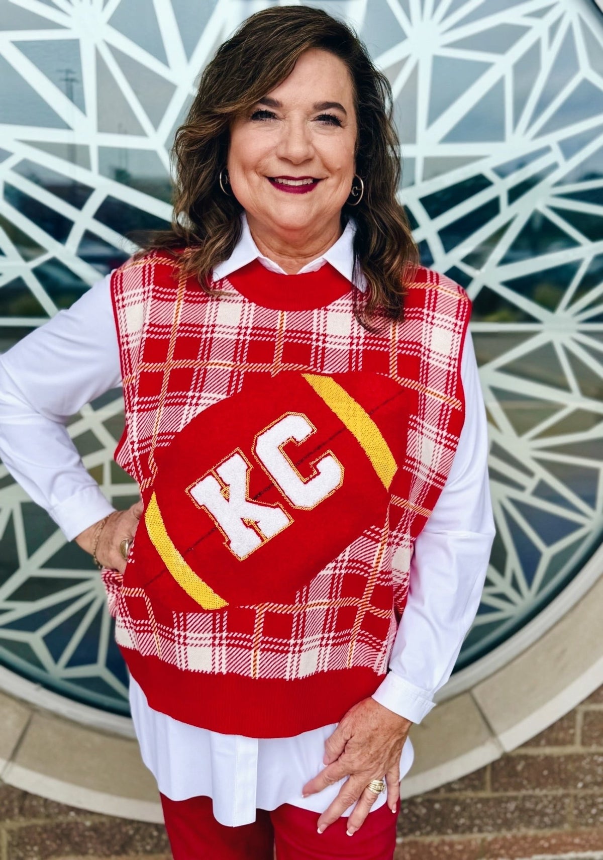 Queen of Sparkles x Amelia's Custom Plaid KC Sweater Vest - Amelia's Boutique