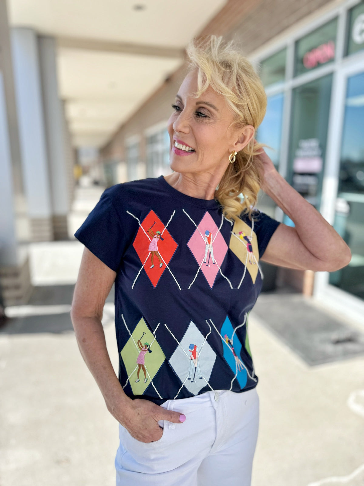 Queen of Sparkles Argyle Golfer Tee - Amelia's Boutique