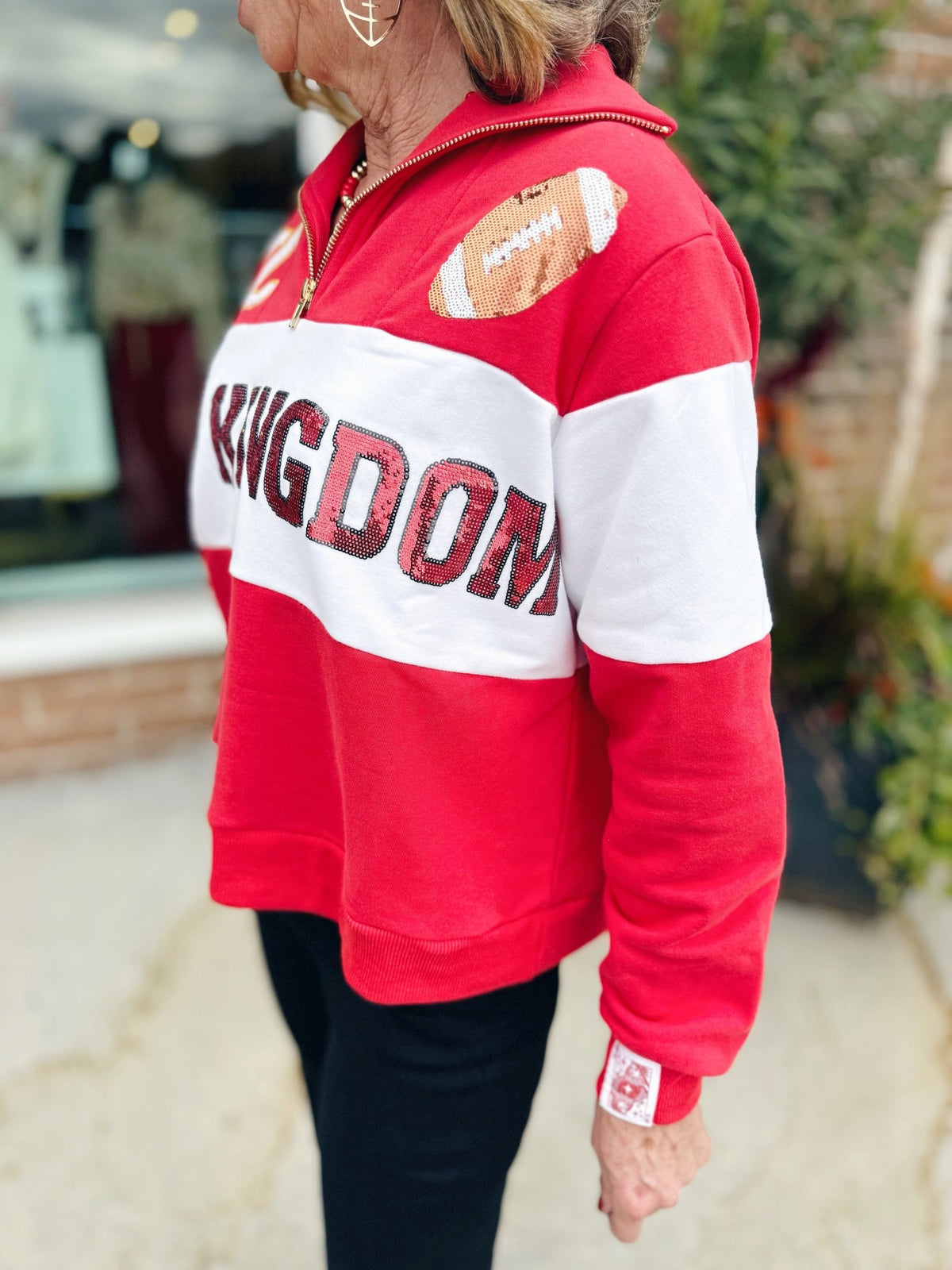 Red KC 1/4 Zip Queen of Sparkles x Amelia's Boutique - Amelia's Boutique