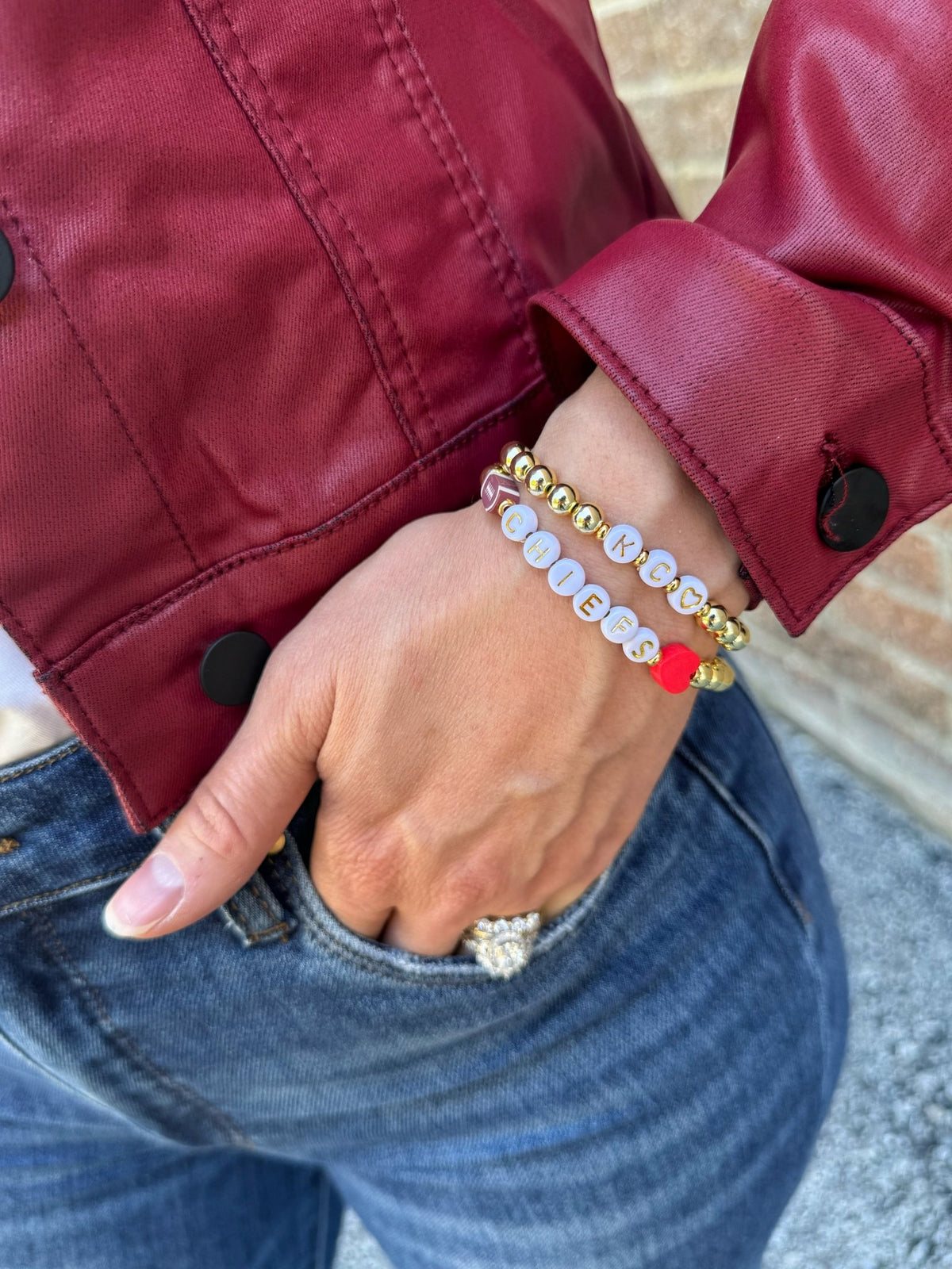 KC Heart Friendship Bracelet Gold Bead With Heart - Amelia's Boutique