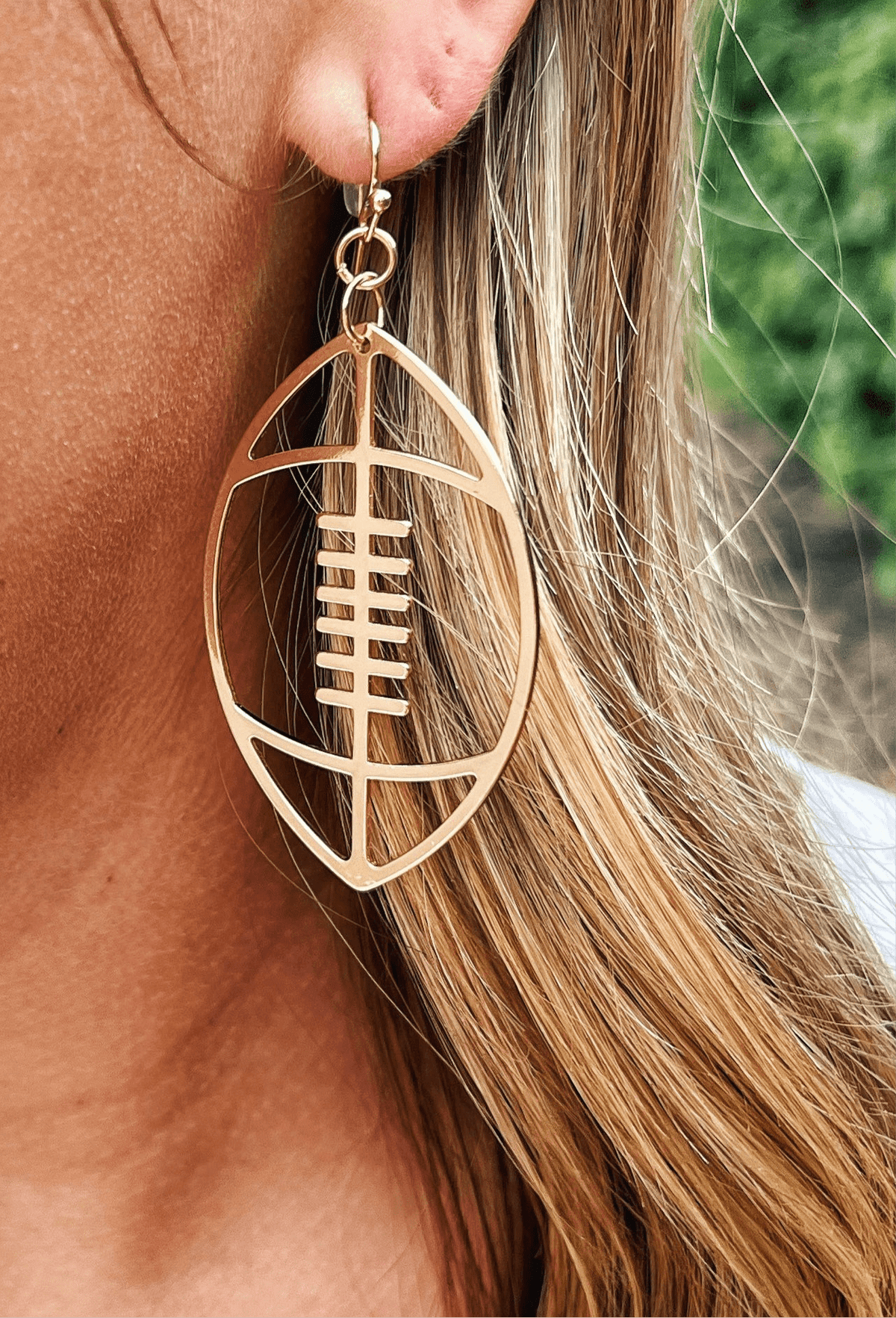 Gold Football Outline Earrings - Amelia's Boutique
