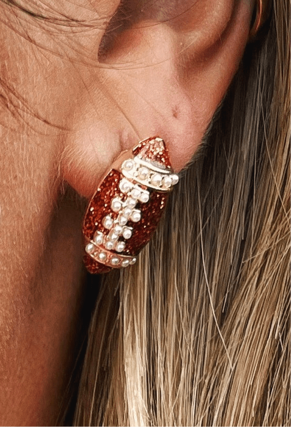 Sparkle Brown Football Post Earrings - Amelia's Boutique