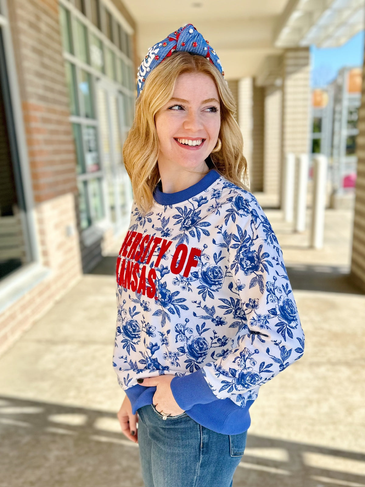 Floral University of Kansas Sweatshirt - Amelia's Boutique