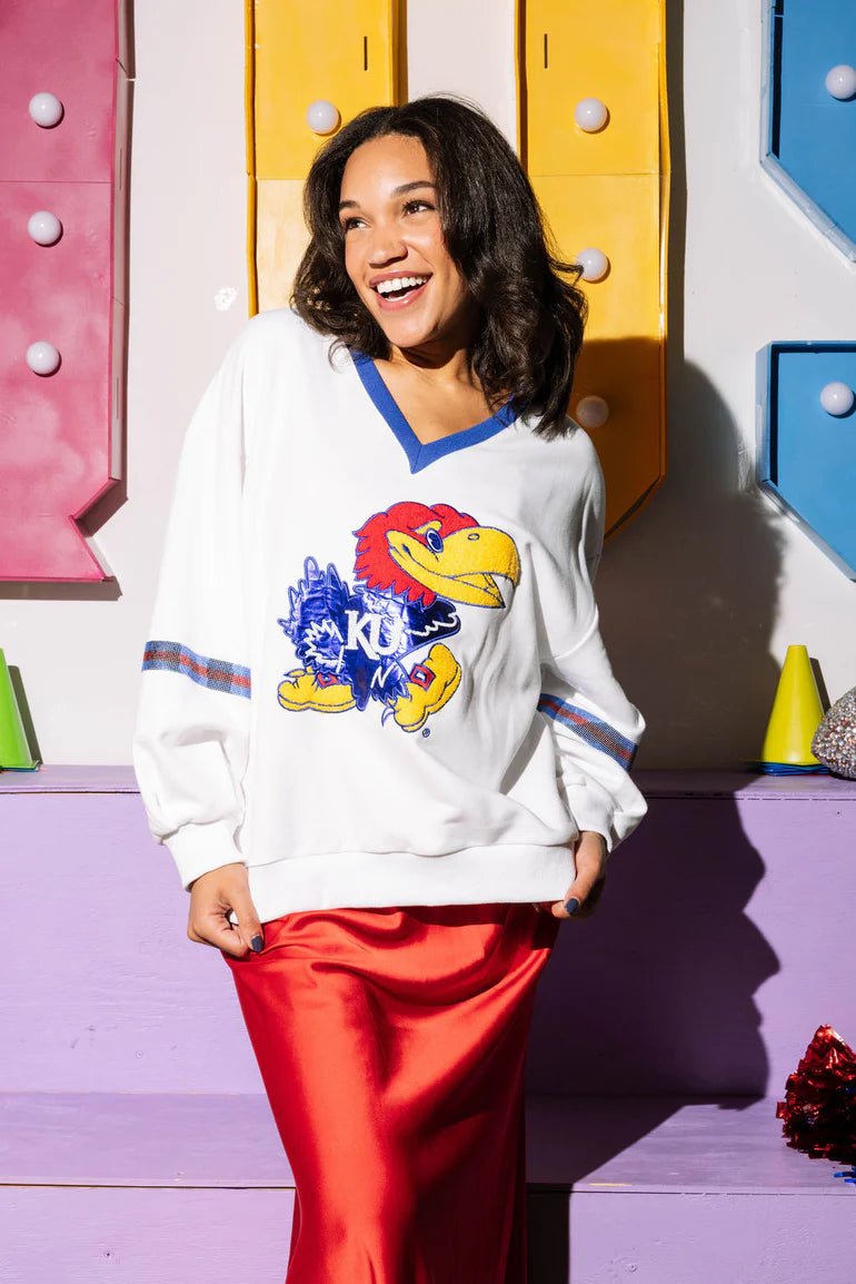 Licensed QOS KU Jayhawk Sweatshirt - Amelia's Boutique
