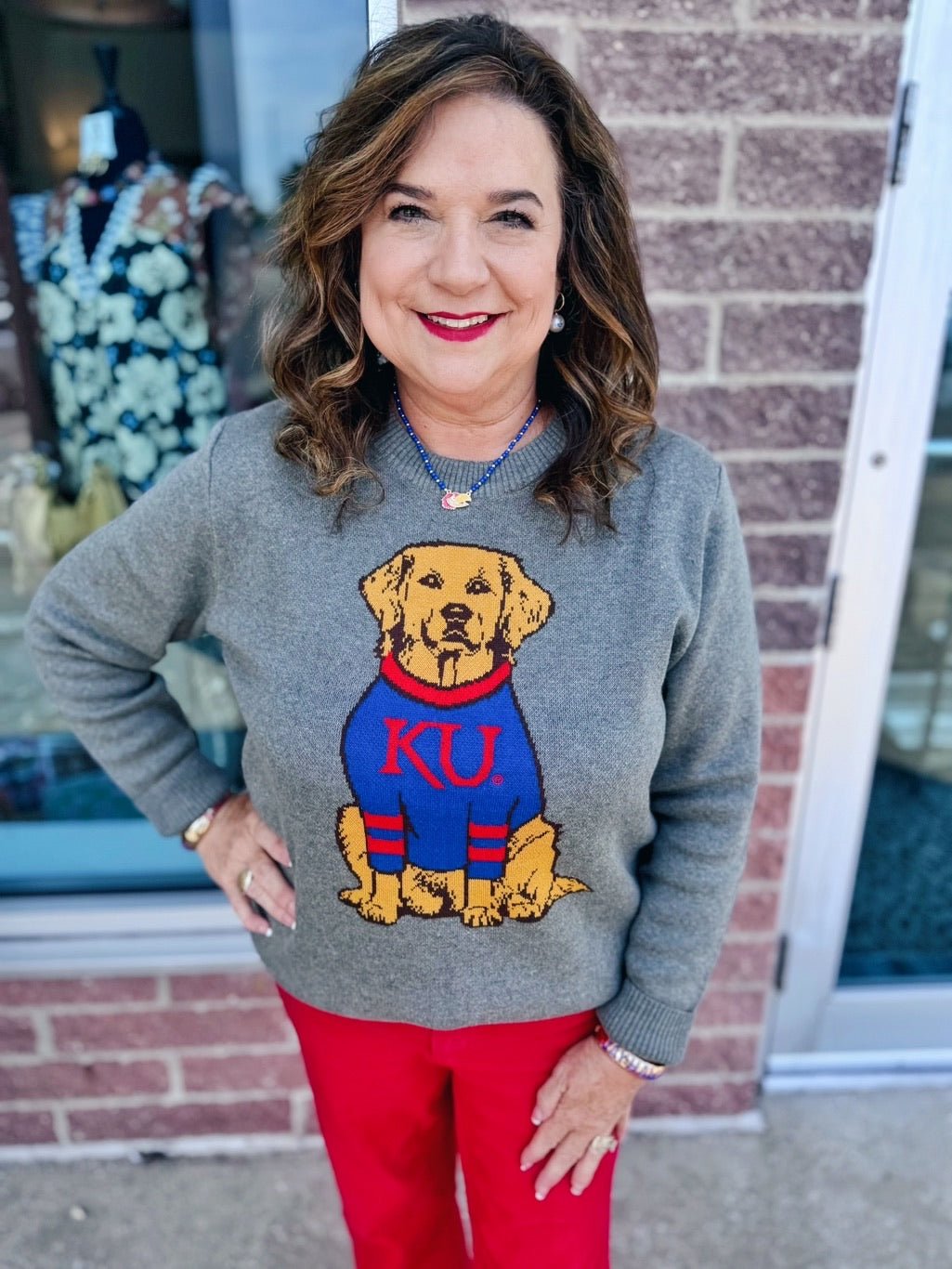 Licensed Kansas (KU) Dog Sweater - Amelia's Boutique