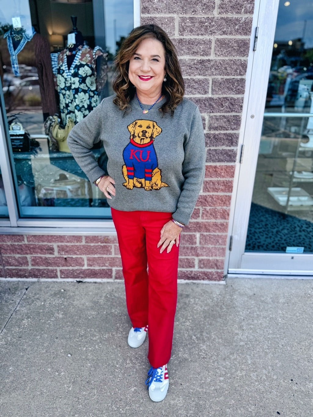 Licensed Kansas (KU) Dog Sweater - Amelia's Boutique