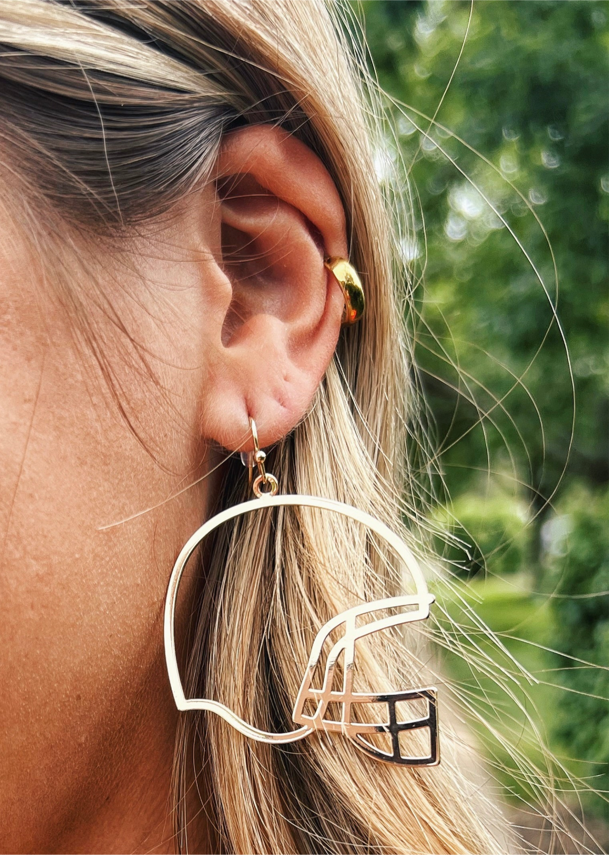 Gold Helmet Outline Earrings - Amelia's Boutique
