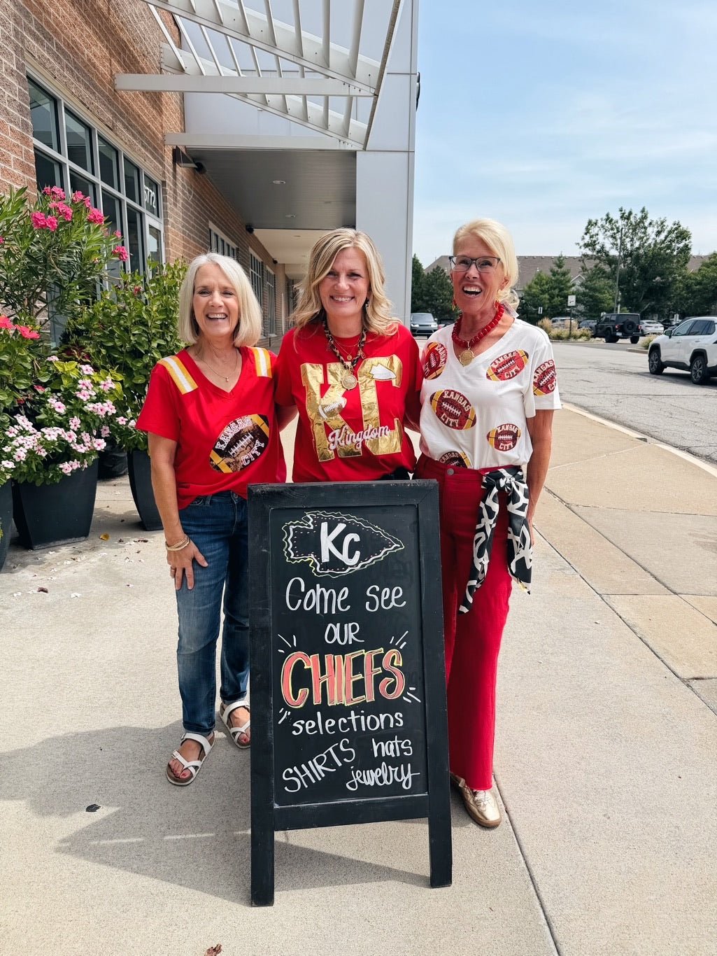 KC Scatter Football V Neck Tee - Queen of Sparkles x Amelia's Collab - Amelia's Boutique