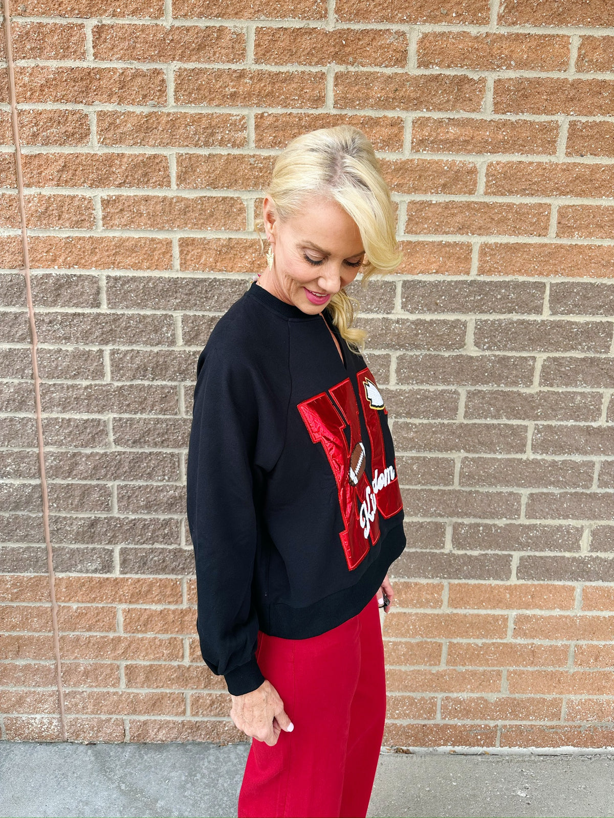 Red KC Metallic Kingdom Sweatshirt - Queen of Sparkles x Amelia's Boutique - Amelia's Boutique